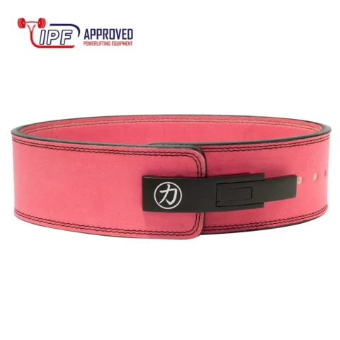 Strength Shop Lever Belt 10MM Pink with Black Stiching