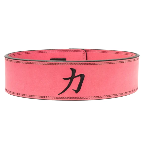 Strength Shop Lever Belt 10MM Pink with Black Stiching back logo