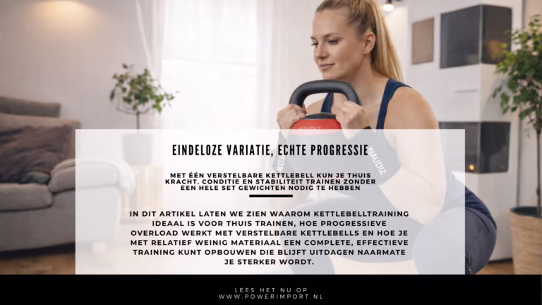 Kettlebell training thuis: eindeloze variatie en progressieve overload met verstelbare kettlebells Vrouw die een verstelbare kettlebell training thuis tijdens een goblet squat