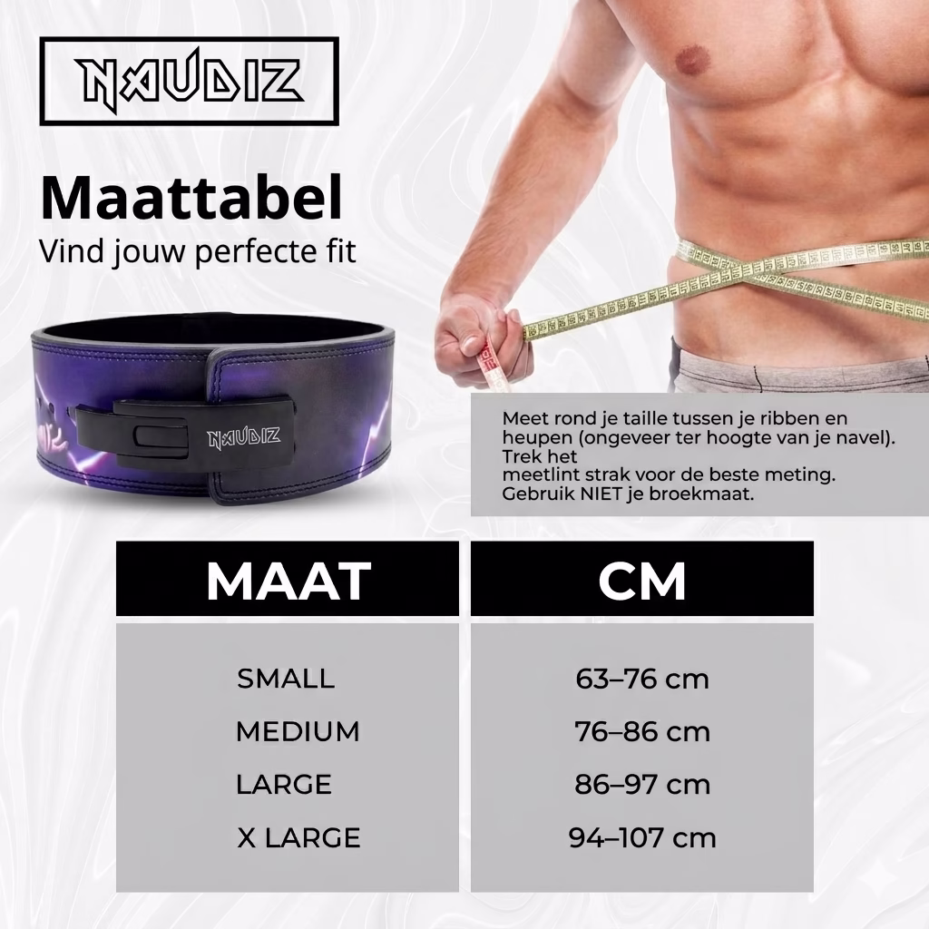 Maattabel Naudiz Lever Belt