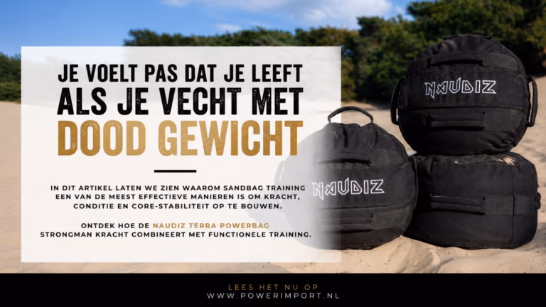 Sandbag training: kracht, stabiliteit en conditie met een zandzak Sandbag training met Naudiz Terra Powerbag op zand – functionele krachttraining met zwaar gewicht