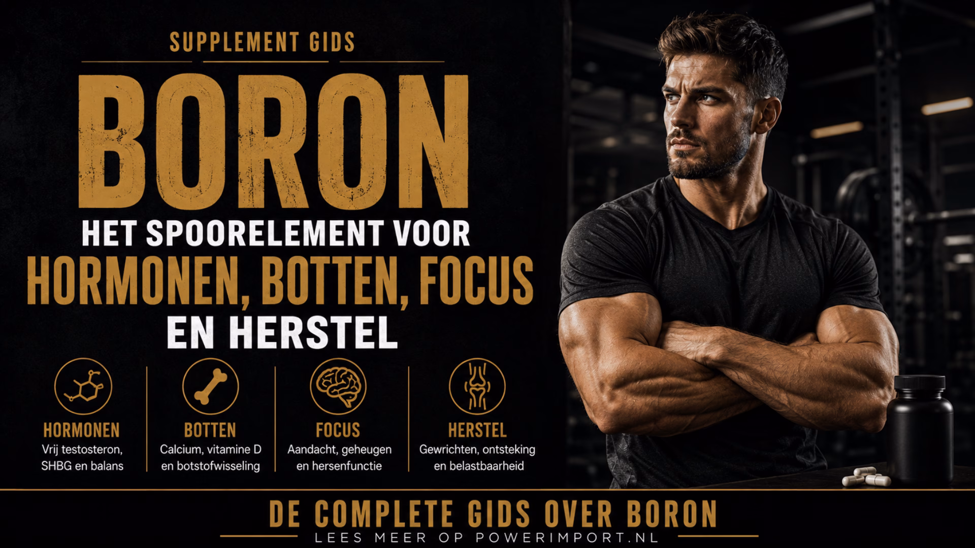 Kopafbeelding voor een Power Import gids over boron, hormonen, botten, focus en herstel bij krachttraining