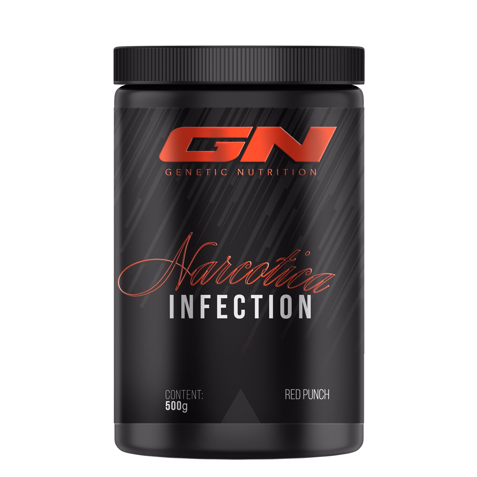 Zwarte pot GN Narcotica Infection Red Punch 500 gram, voorzijde.